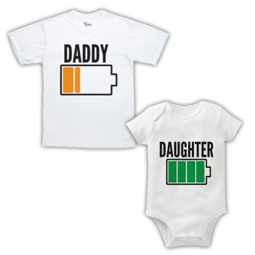 Double Pack Baby Grow & T-Shirts- Dad & Daughter Battery