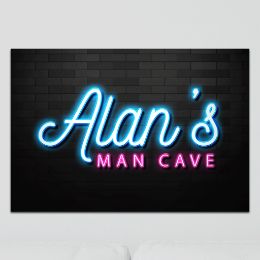 Aluminium Wall Art - Any Names Man Cave Neon