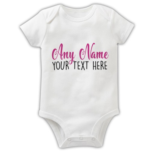 Baby Grow - Any Name Any Text Pink