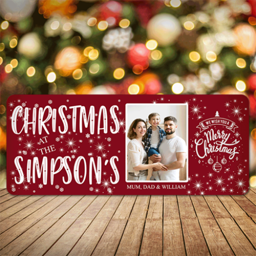  Personalised Christmas Sign Photo Upload Red