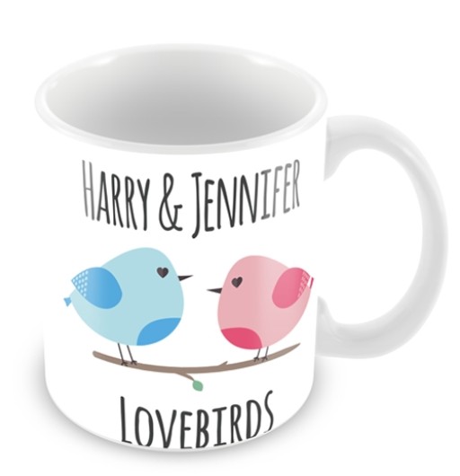 Personalised Valentines Day Mug Lovebirds