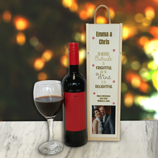  Personalised Wine Box The Weather Outside Photo Upload & Text