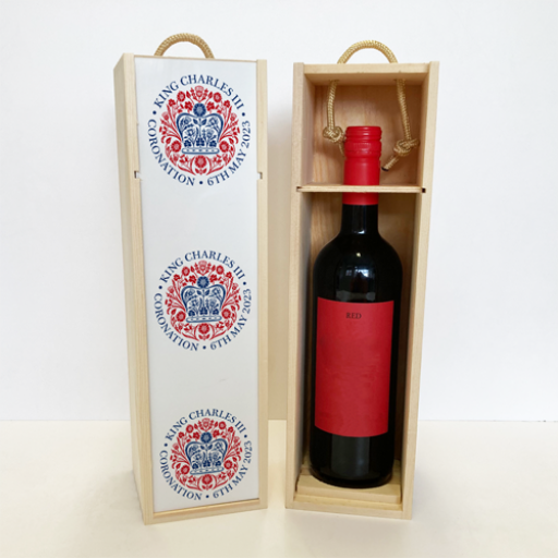 King Charles III 3rd Coronation May 2023 Wooden Wine Box Gift Box