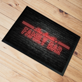 Personalised Door Floor Mat Family Bar Neon