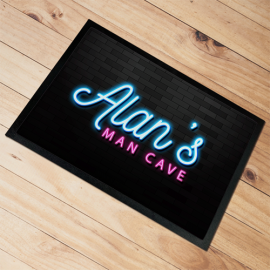 Personalised Door Floor Mat Man Cave Neon