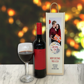 Personalised Wine Box Christmas Time Photo Upload & Text