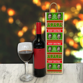 Personalised Wine Box Merry Christmas Red & Green Photo Upload