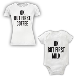 Double Pack Baby Grow & T-Shirt- Coffe 1st Milk 1st