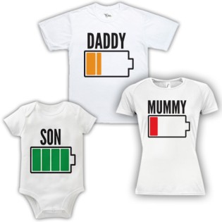Triple Pack Baby Grow & T-Shirts- Dad, Mum & Son Battery