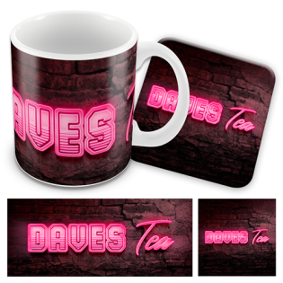 Personalised Mug & Coaster Set Neon Pink