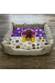 Personalised Dog Bed Paws & Bones Purple